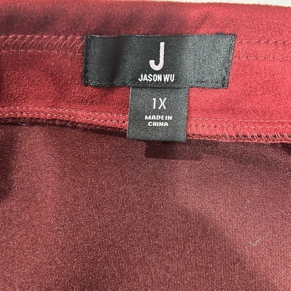 Jason Wu Faux Suede Maroon Merlot elastic waist maxi skirt plus size 1X women’s